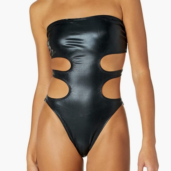Norma Kamali Other - Norma Kamali Black Foil 11/11 Mio Cutout Swimsuit Size XL